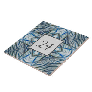 Winter Blue Crystal Pattern Wall Tile Number Tegeltje