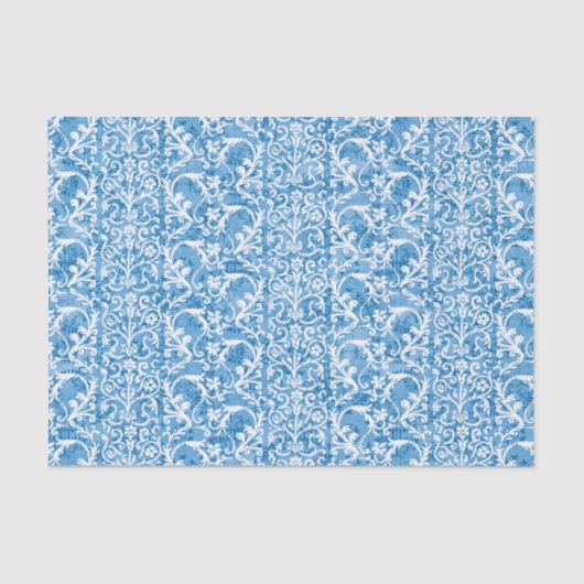 Winter Blue Damask Tissuepapier (Voorkant)