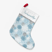 Winter Blue en Silver gepersonaliseerd Kleine Kerstsok (Voorkant (Hangend))