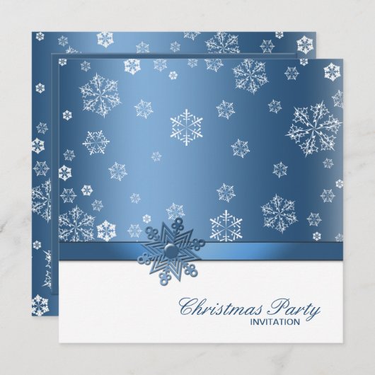 Winter Blue en White Snowflake kerstparty Kaart (Voorkant / Achterkant)