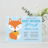 Winter Blue Fox Boy Baby shower Invitation (Debout devant)