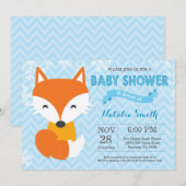 Winter Blue Fox Boy Baby shower Invitation (Devant / Derrière)
