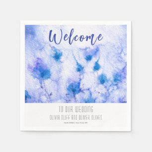 Winter Blue Garden bruiloft welkom Servet