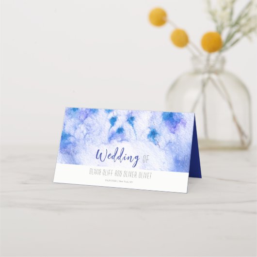 Winter Blue Garden Wedding Place Card (Voorkant)