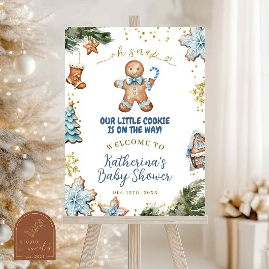 Winter Blue Gingerbread Affiche de bienvenue Board