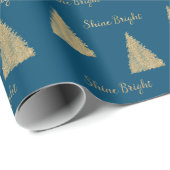 Winter Blue Gold Glitter-kerstbomen Cadeaupapier (Rol Hoek)