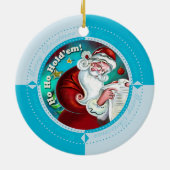 Winter Blue Ho Ho Hold'Em Keramisch Ornament (Achterkant)