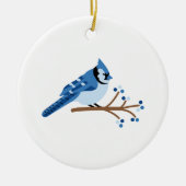 Winter Blue Jay Keramisch Ornament (Voorkant)