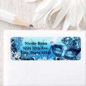 Winter Blue Masquerade Mask & Snowflakes Elegant Etiket (Insitu)