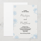 Winter Blue neige Floral Mariages Invitations (Devant / Derrière)