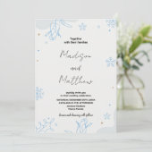 Winter Blue Neige Mariage Invitations (Debout devant)