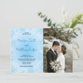 Winter Blue Neige Mariage Invitations avec photo (Debout devant)