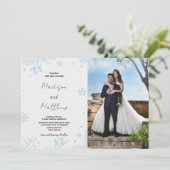 Winter Blue Neige Mariage Invitations avec photo (Debout devant)