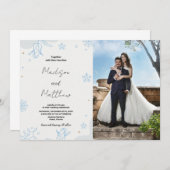 Winter Blue Neige Mariage Invitations avec photo (Devant / Derrière)
