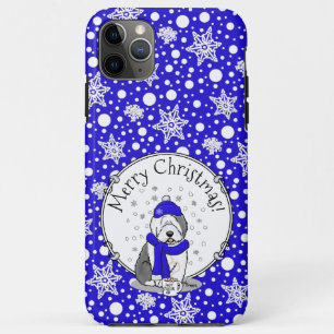 Winter Blue Old English Sheepdog Dog (grijs 1) Cut iPhone 11 Pro Max Hoesje