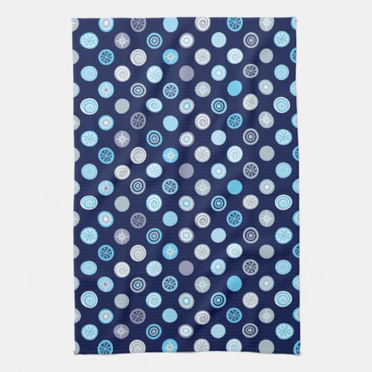 Winter Blue Polka Dot Kitchen Towel Theedoek (Verticaal)