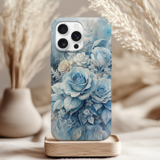 Winter Blue Roses - Elegant Ice Floral  iPhone 15 Pro Hoesje