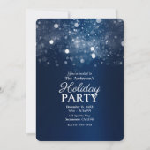 Winter Blue Silver Sparkling Lights Holiday Party Kaart (Voorkant)