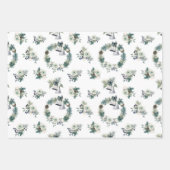 Winter Blue Snowflake Floral Kerstmis Inpakpapier Vel (Voorkant)