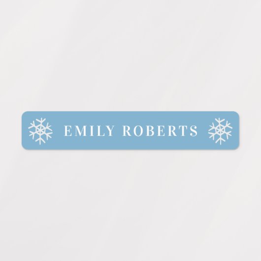 Winter Blue Snowflake Kinder naam Waterbestendige  Labels (Design 2)