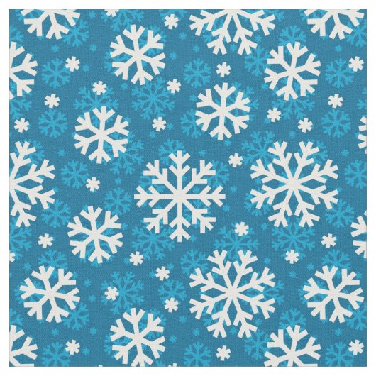 Winter Blue Snowflake Pattern Stof (Close Up)
