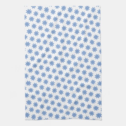 Winter Blue Snowflake Pattern Theedoek (Verticaal)