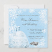 Winter Blue Snowflake Photo Quinceanera Invitation (Dos)