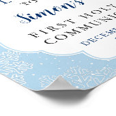 Winter Blue Snowflakes Boy First Heilige Communie Poster (Hoek)