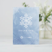 Winter Blue Snowflakes Waterverf Kerstmis Bedankkaart (Staand voorkant)
