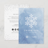 Winter Blue Snowflakes Waterverf Kerstmis Bedankkaart (Voorkant / Achterkant)