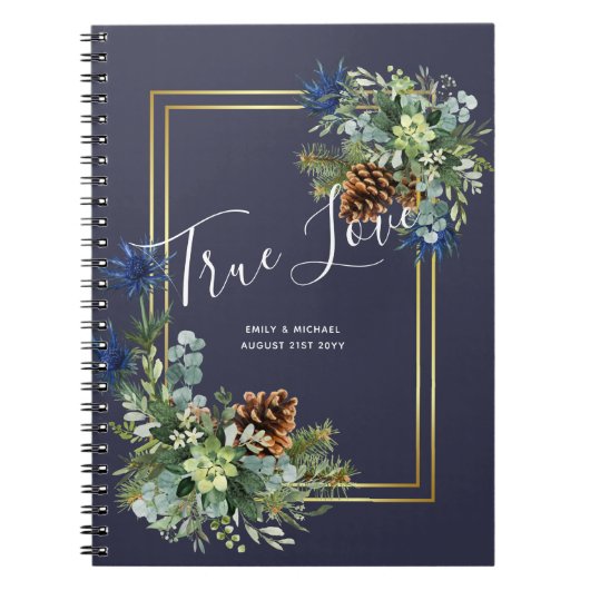 Winter Blue Thistle Eucalyptus Weddenschap Wonderl Notitieboek (Voorkant)