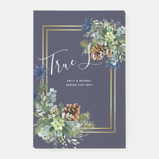 Winter Blue Thistle Eucalyptus Weddenschap Wonderl Post-it® Notes (Voorkant)