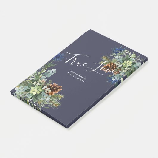 Winter Blue Thistle Eucalyptus Weddenschap Wonderl Post-it® Notes (Schuin)