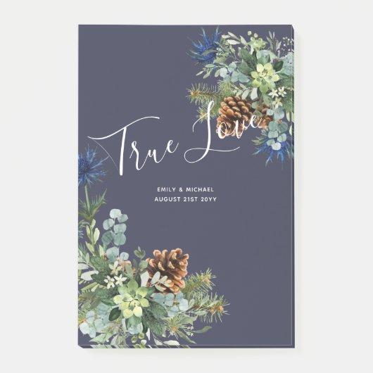 Winter Blue Thistle Eucalyptus Weddenschap Wonderl Post-it® Notes (Voorkant)