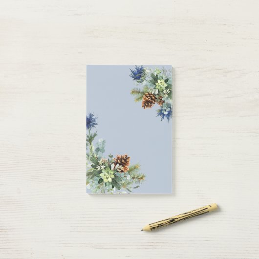 Winter Blue Thistle Eucalyptus Weddenschap Wonderl Post-it® Notes (Op bureau)