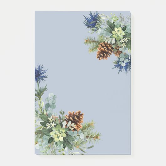 Winter Blue Thistle Eucalyptus Weddenschap Wonderl Post-it® Notes (Voorkant)