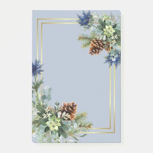 Winter Blue Thistle Eucalyptus Weddenschap Wonderl Post-it® Notes (Voorkant)