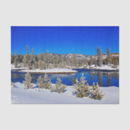 Winter Blue Water Snow Stream Foto Tissuepapier