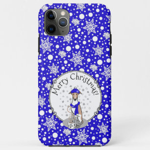 Winter Blue Whippet Snow Scarf - Fawn & white Cute iPhone 11 Pro Max Hoesje