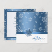 Winter Blue & White Snowflake Wedding Invites Kaart (Voorkant / Achterkant)