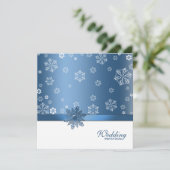 Winter Blue & White Snowflake Wedding Invites Kaart (Staand voorkant)