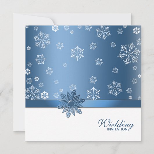 Winter Blue & White Snowflake Wedding Invites Kaart (Voorkant)