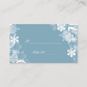 Winter Blue White Snowflakes Mariage Cartes de pla