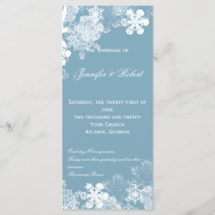 Winter Blue White Snowflakes Programme de mariage
