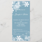 Winter Blue White Snowflakes Programme de mariage (Devant)