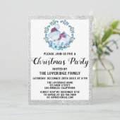 Winter Blue Wreatay Kerstfeest Silver Kaart (Staand voorkant)