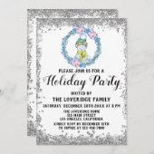 Winter Blue Wreate Kerstfeestdag Silver Kaart (Voorkant / Achterkant)