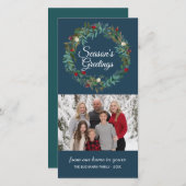 Winter Blue Wreath Kerstkaart (Voorkant / Achterkant)