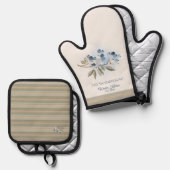 Winter Blueberry Botanical  Ovenwant & Pannenlap Set (Voorkant / Achterkant)