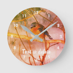 Winter Bluebird Abstract Ronde Klok